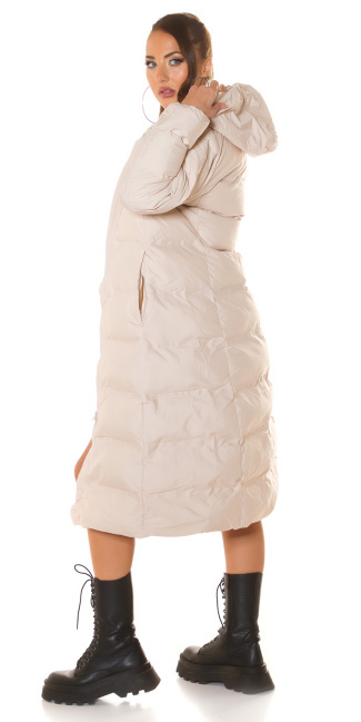 Trendy XL Winterjacket with hood Beige